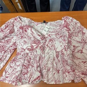 Express Red Floral Women's Blouse